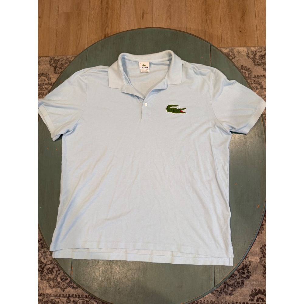 Lacoste Mens Light Blue Cotton Pique Big Croc Logo Polo Shirt Size 8 3XL 5191L